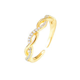 Twisted CZ Ring for Women — 925 Sterling Silver, Gold Plated, Cubic Zirconia, Adjustable
