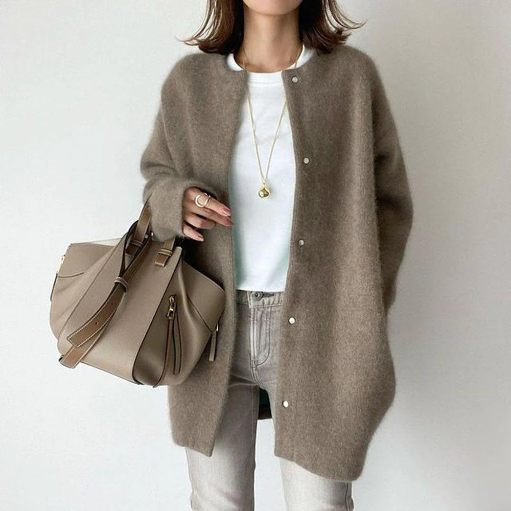 Ins Single Breasted Cardigans Fashion Solid Color Knitted Jacket Women'S Autumn Spring Clothing