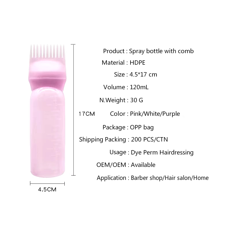 3-Color Hair Oil Applicator Bottle with Comb – Professional Hair Dye & Scalp Applicator