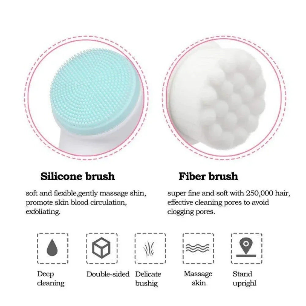 3D Silicone Facial Cleansing Brush – Double-Sided Face Scrubber