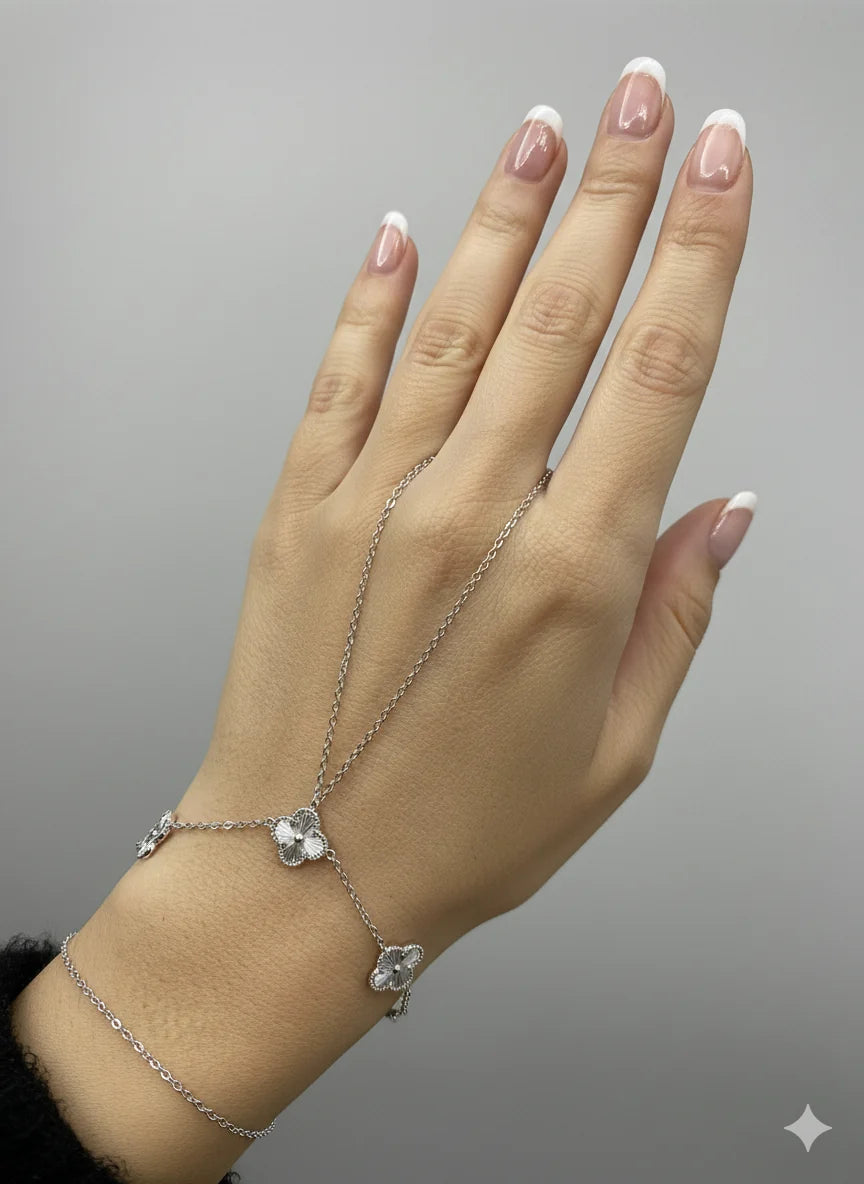 VIP Silver Three Piece Hand Chain Bracelet Set