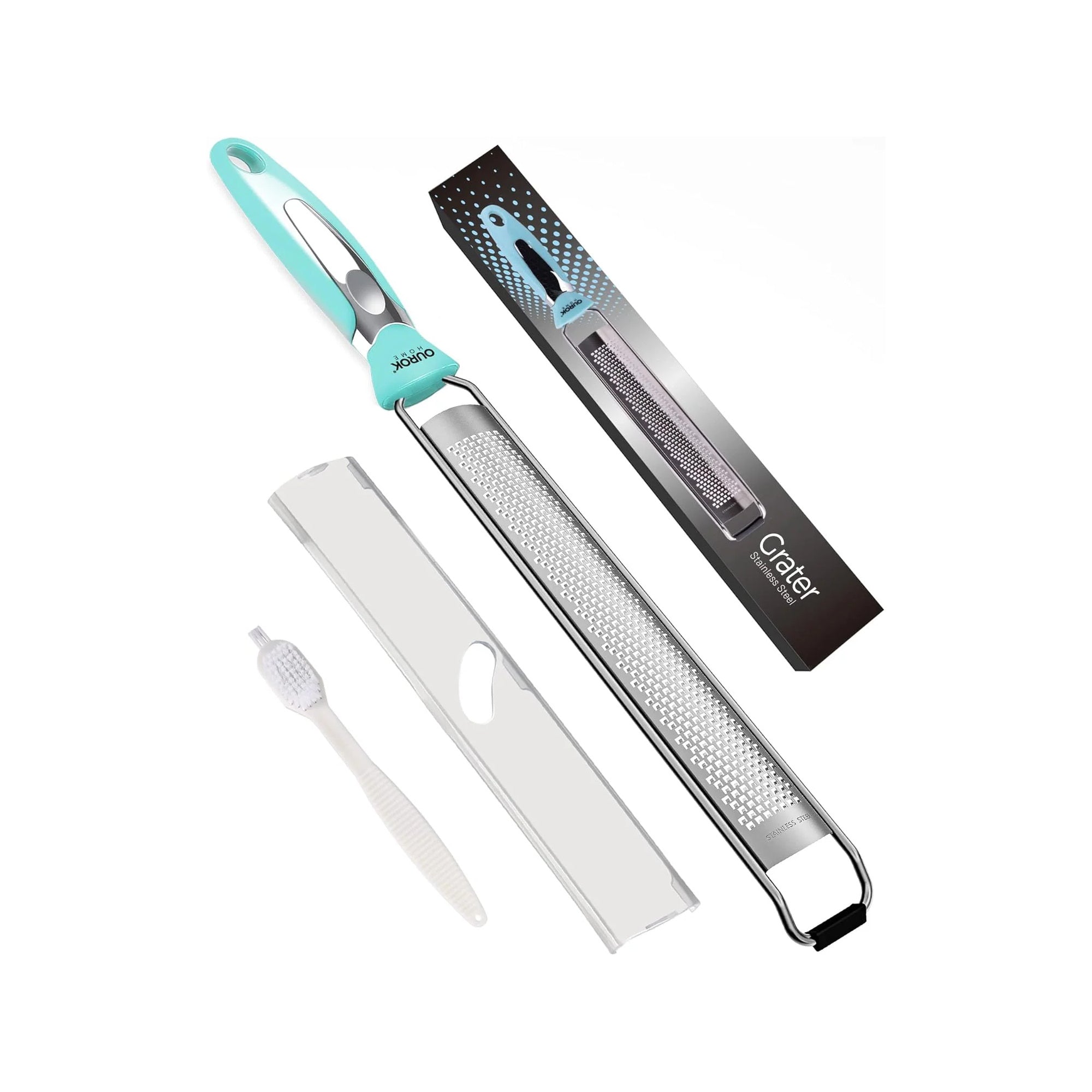 Stainless Steel Lemon Zester & Cheese Grater with Cleaning Brush