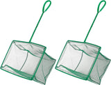 Aquarium Fish Net with Braided Metal Handle Square Net with Soft Fine Mesh Sludge Food Residue Wastes Skimming Cleaning Net for Fish Tanks Small Koi Ponds and Pools