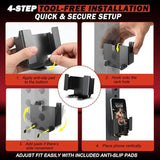 Power Rack Phone Mount, Hook-On Smartphone Holder for 2”×2”/3”×3” Squat Rack Upright, Tool-Free Installation, Vertical & Horizontal Viewing, Fits Phones up to 3.22” Wide