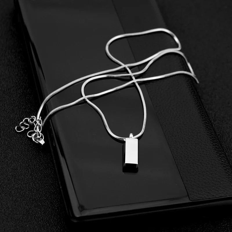 Titanium Steel Small Silver Brick Snake Pendant Gold Brick Snake Bone Chain Unisex Style Exquisite Snake Chain Collarbone Necklace Unique Geometric