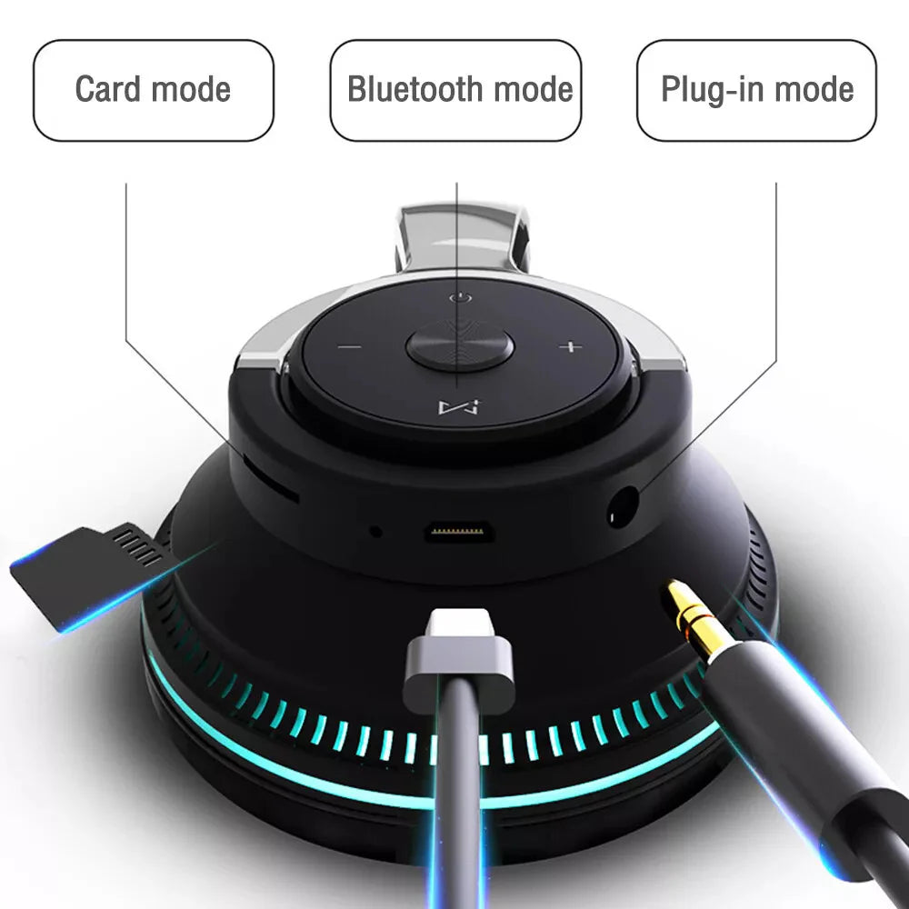 Wireless Bluetooth 5.1 Headphones over Ear LED Headset Stereo Noise Cancelling