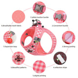 Checked Harness Small Medium-Sized Dog Cat Reflective Breathable Dog Lead Teddy Step in Bichon Pet Walking Harness Leash Rope (L)