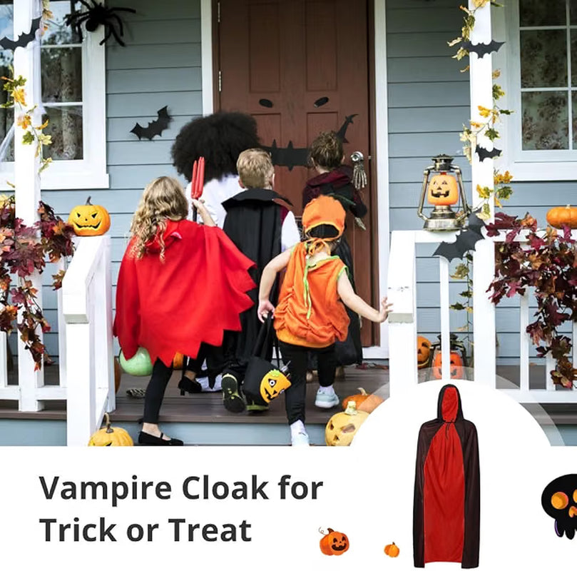Vampire Cloak, Reversible Black & Red Halloween Hooded Cape for Men & Women