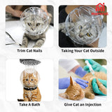 Cat Transparent Muzzle for Grooming, Bathing, Nail Trimming Shaving, Pet Anti-Bite Astronaut Helmet, Help for Aggressive Kitten, Anti-Lick, Biting, Chewing, Breathable & Adjustable Ball Mask