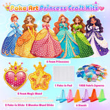 Poke Art Princess Craft Kits - DIY Magical Princesses, Mess-Free Creative Activity Arts and Crafts for Kids Ages 3-12, Birthday Christmas Gifts & Party Favors for Girls & Boys