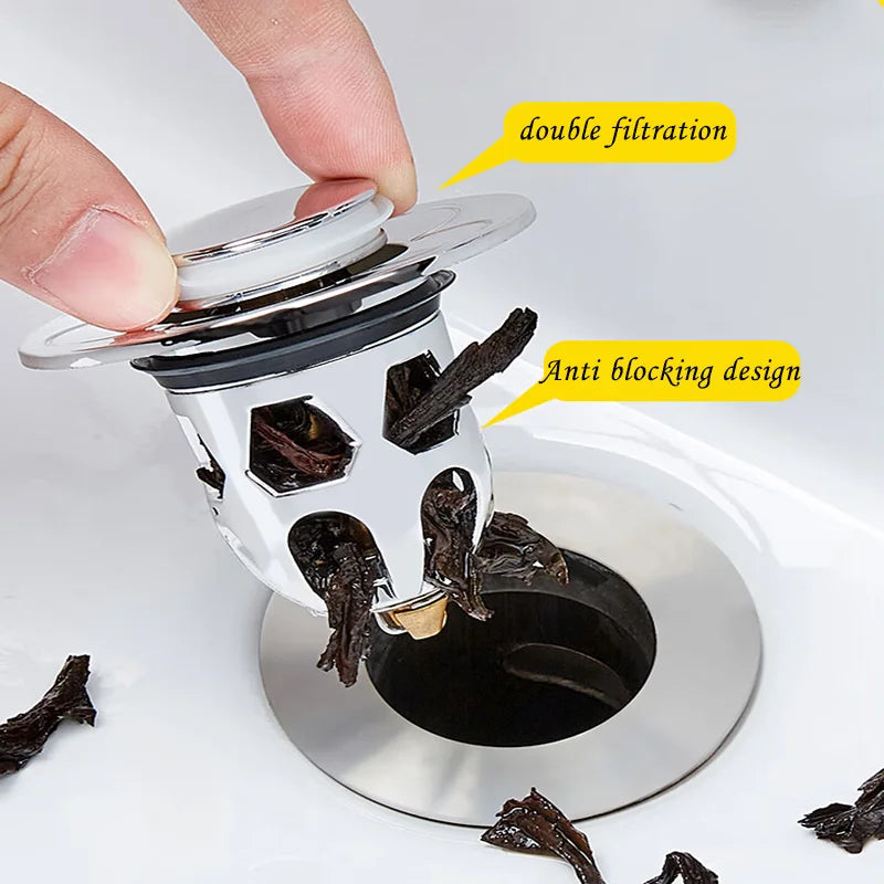 Universal Pop-Up Sink Stopper and Drain Plug for Bathroom Washbasins and Bathtubs