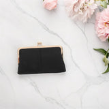 Leather Kiss Lock Wallet for Women with Multi-Card Slots Vintage Black Clutch for Work and Formal Events, Secure Clasp Design, Spacious Pockets
