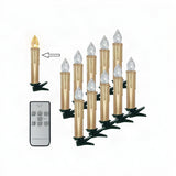 Flameless LED Taper Candles with Clips, 4” Battery Operated Window Candles with Remote Timer Mini LED Chandelier Candlesticks for Home Decor Wedding Church Party & Tree Lighting,6 Pack,Beige