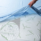 Lux Decor Waterproof Mattress Protector Twin - Premium Bamboo Viscose Twin Mattress Cover, Ultra-Soft Noiseless Cooling Mattress Pad Cover for Bed with 16” Deep Pocket Fitted Mattress Protector