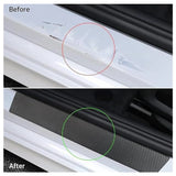 Carbon Car Door Sills Protector, Car Door Threshold Protection, Automotive Door Entry Guard 4 Pcs Universal Rubber Scratch Resistant Exterior Accessories