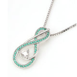 May Birthstone Necklace for Women — Emerald Green Infinity Pendant, 925 Sterling Silver
