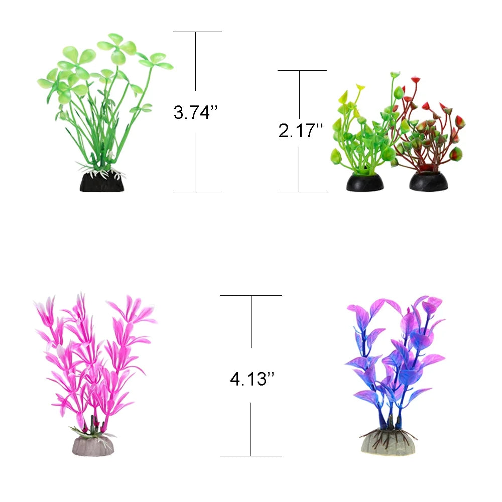 Fish Tank Accessories Aquarium Decorations - 13 Packs Plastic Plants Material Hideout Ornaments Small Size