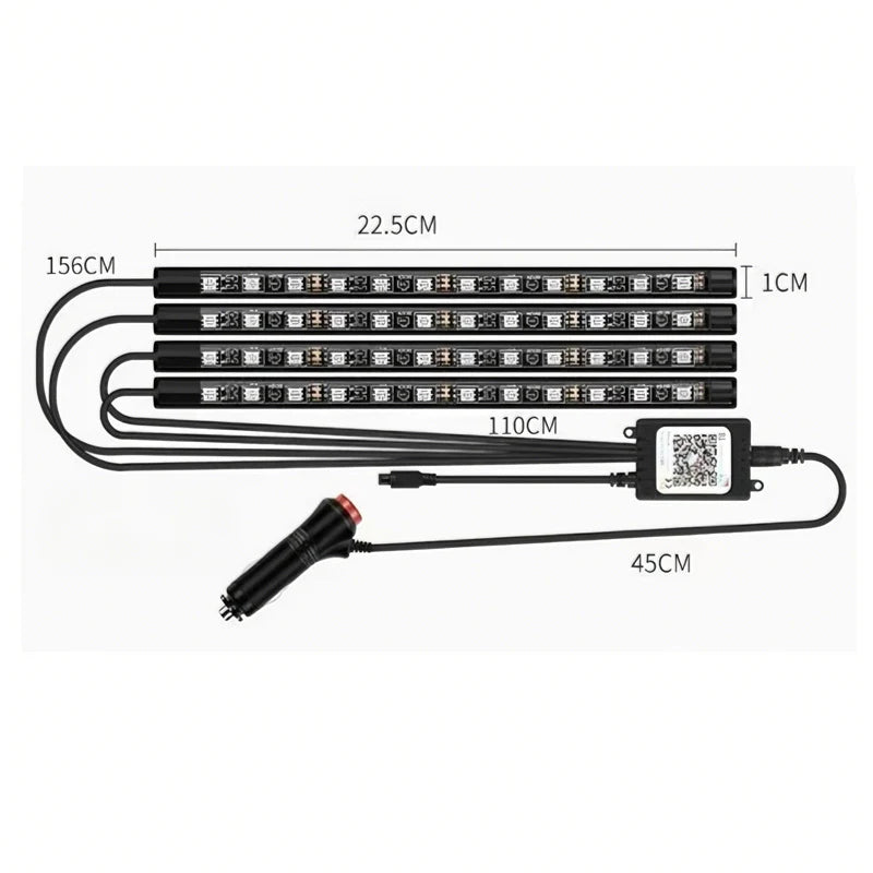 Car LED Strip Lights Kit, Auto Interior Ambient RGB LED Strip Atmosphere Car Decorative Lamp with Bluetooth Music Sync App Remote Control