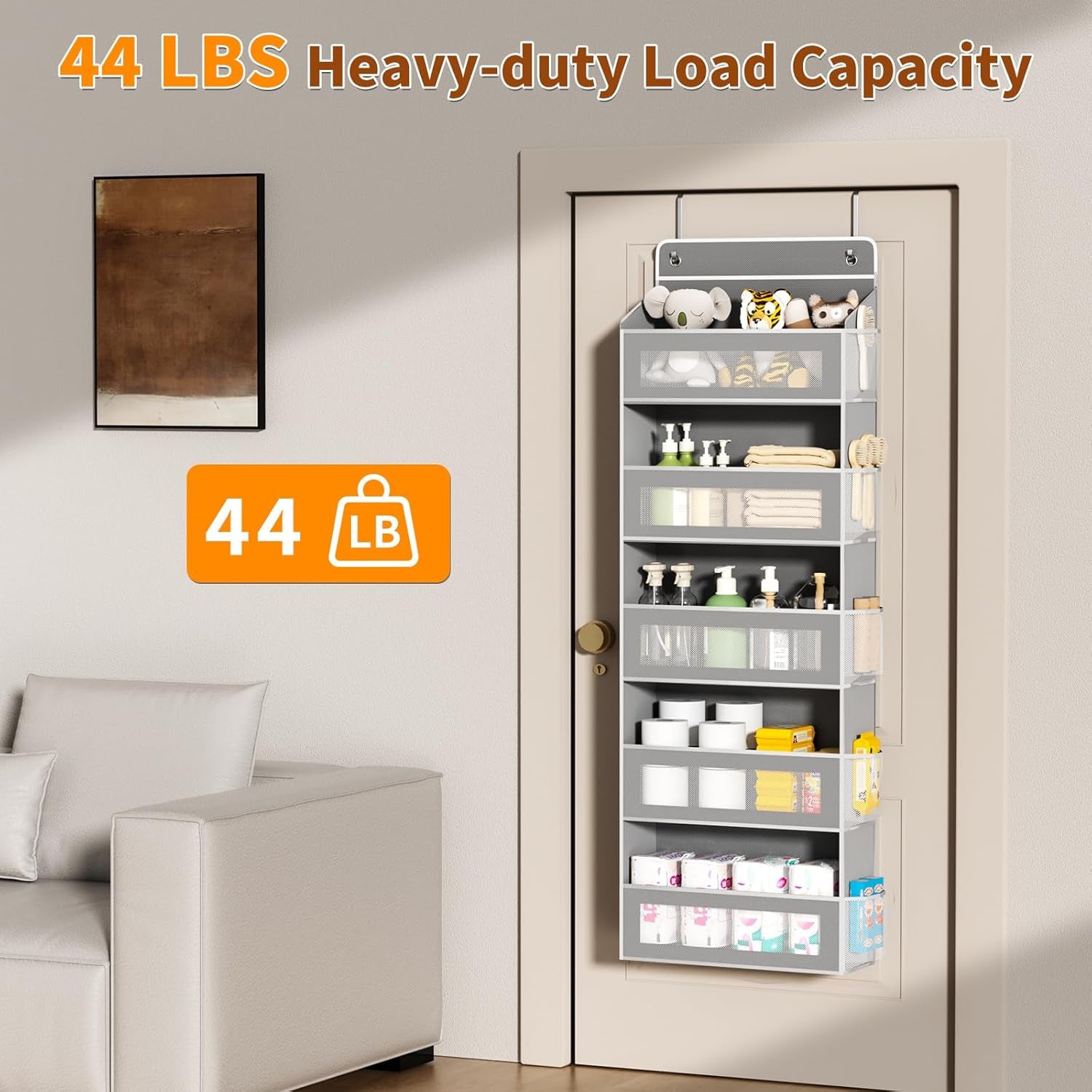 5-Tier Over-the-Door Organizer – Hanging Storage with 10 Side Pockets