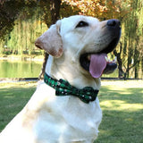 Dog Collar with Bow Tie,Christmas Plaid Snowflake Dog Collar with Adjustable Buckle Suitable for Small Large Dogs Cats Pets (S)