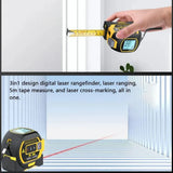 Laser Tape Measure 3 in 1 Digital Tape Measure High Precision Laser Rangefinder Steel Tape Measure