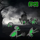 6Pcs Skull or 6Pcs Tomb or 5Pcs Black Cat Halloween Yard Sign Decorations Glow in the Dark for Haunted House Garden Yard and Scary Theme Party