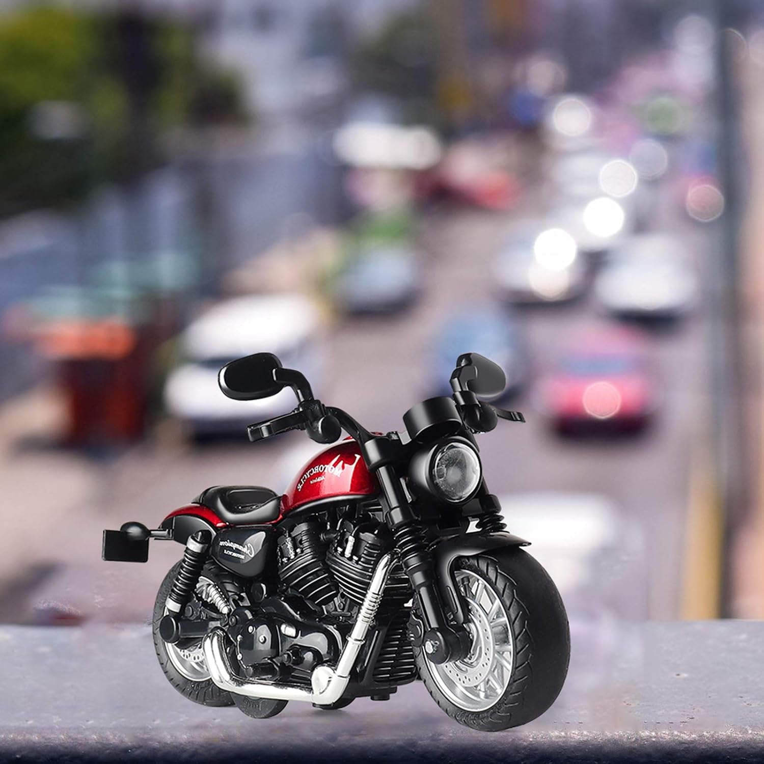 Toy Motorcycle, Pull Back Moto Bike Toy with Sound and Light
