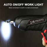 3.6V Cordless Electric Screwdriver Set USB Charging 3Nm Screw Gun with LED Light