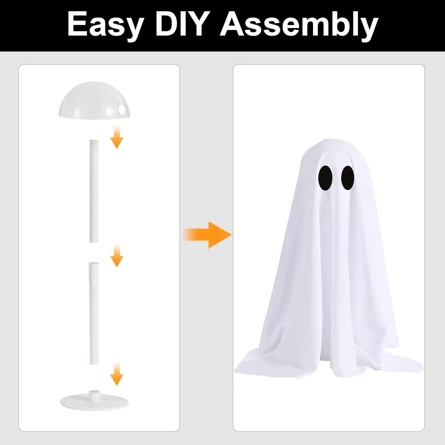Halloween Ghost Decor with String Lights, 2 Pack - Haunted Hanging Ghosts for Home Party Table Room Kitchen Halloween