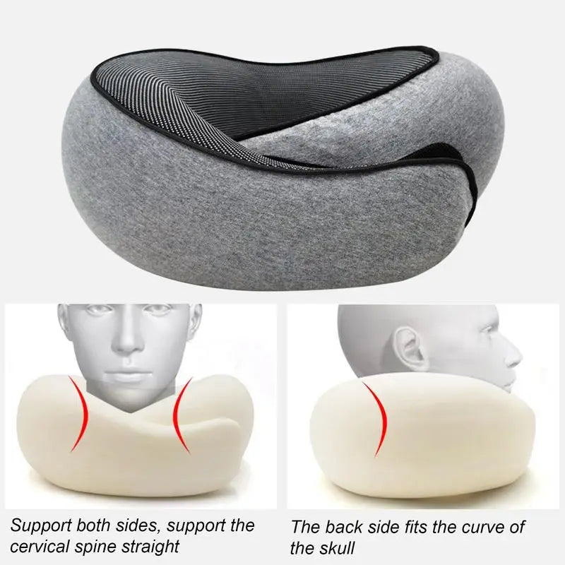 Memory Foam Neck Support Pillow with Head Cushion for Camping and Travel