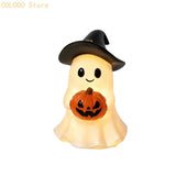 Halloween Shelf Decors Light up Figurine with Friendly Ghostly and Pumpkin, Resins Tabletop Accent for Home and Party Styling
