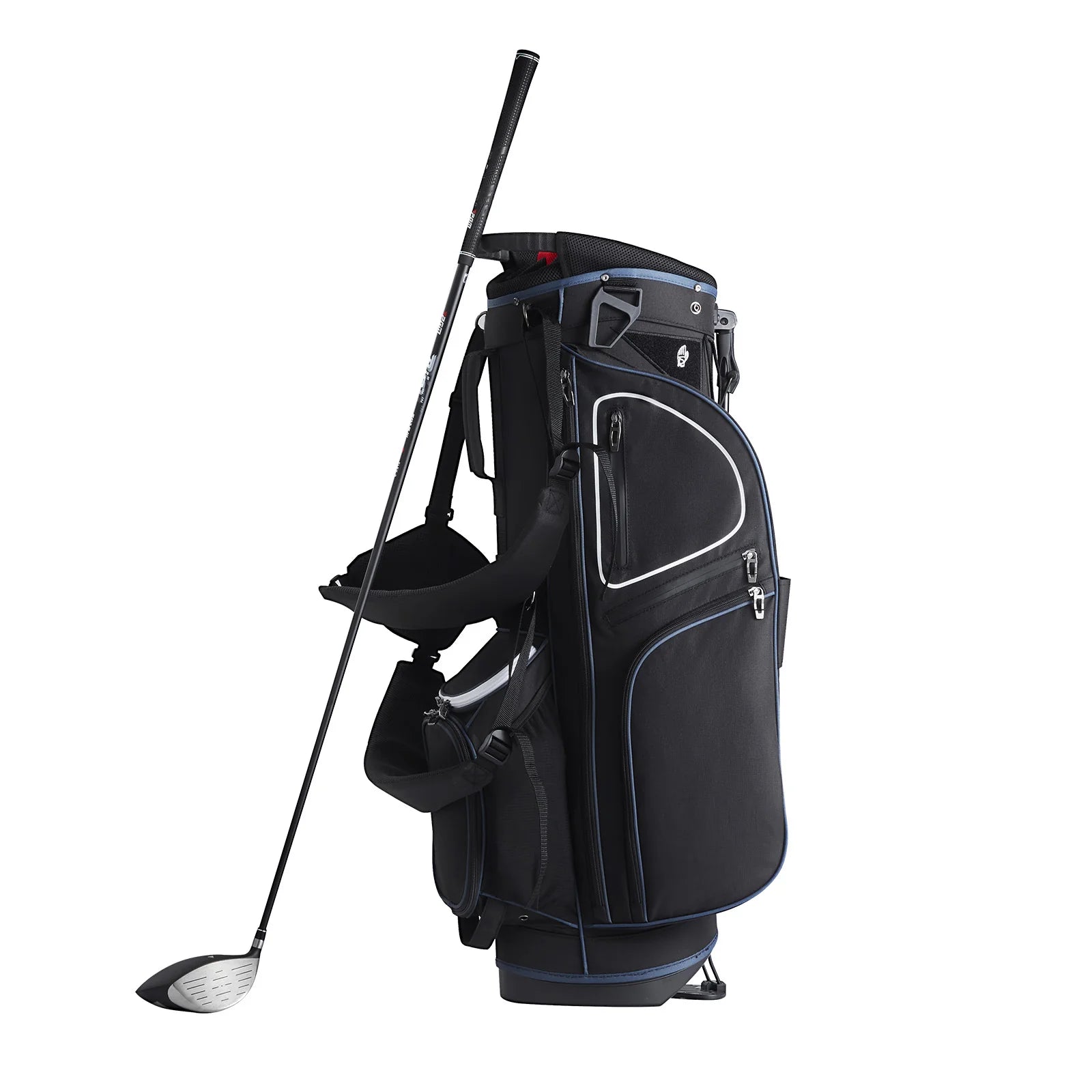 Golf Cart Bag with 14 Way Organizer Divider Top, 35 11 Pockets Premium Cart Bag with Stand, Durable Golf Bags with Handles & Dust Cover & Detachable Dual Strap for Men & Women, Black White