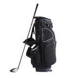 Golf Cart Bag with 14 Way Organizer Divider Top, 35 11 Pockets Premium Cart Bag with Stand, Durable Golf Bags with Handles & Dust Cover & Detachable Dual Strap for Men & Women, Black White