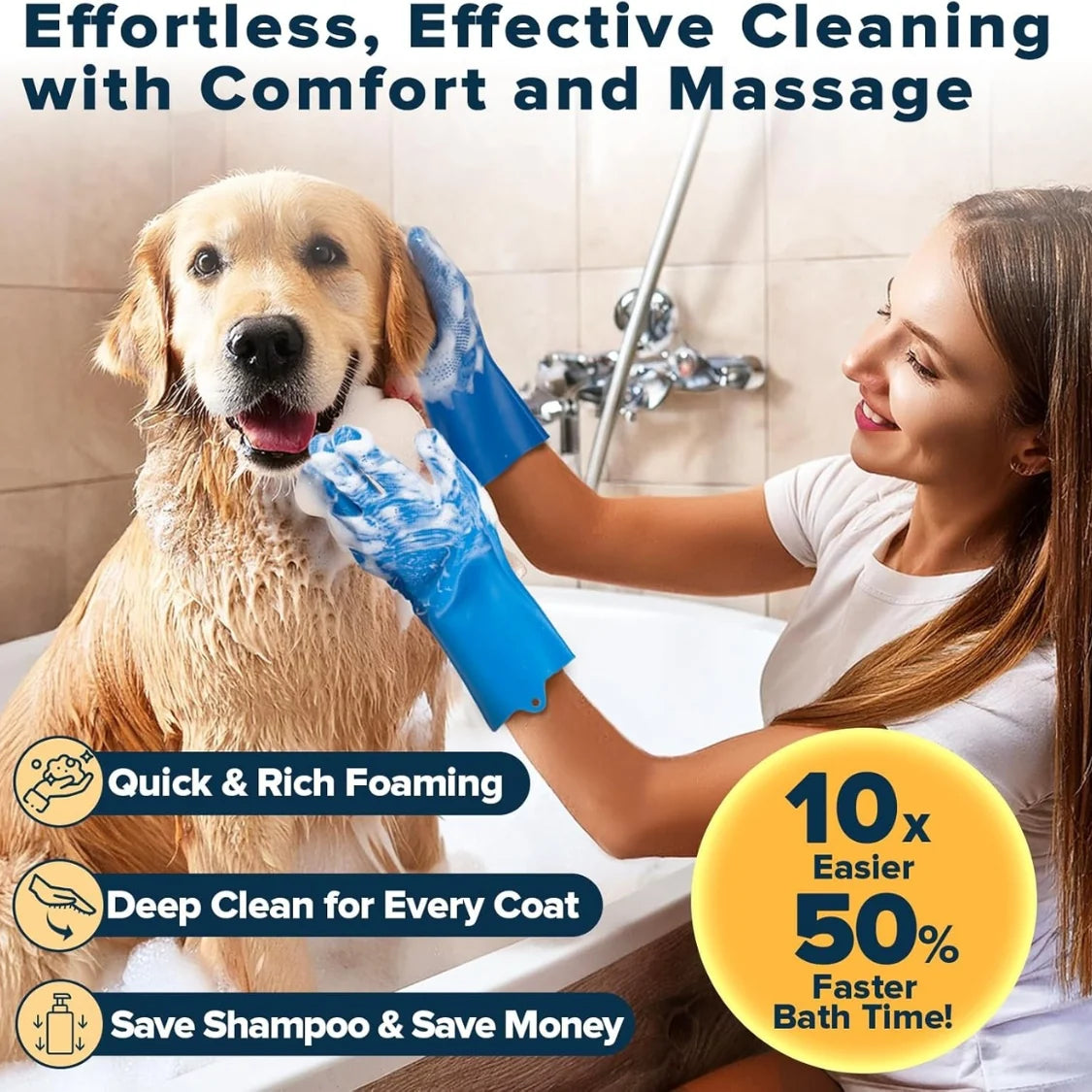 6PCS Grooming Bath Supplies for Dogs, Cats Dog Washing Gloves Dog Bath Brush Dog Shower Brush Pet Grooming Gloves Dog Grooming Kit Pet