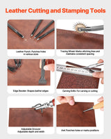 Leather Working Tools Kit, 38 PCS Leather Craft Tools with Portable Canvas Storage Bag, Engraving Punching Sewing Stamping Cutting Tools, Ideal for Beginners DIY Enthusiasts and Professionals