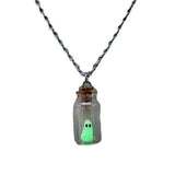 Night Light the Adopt a Ghost Halloween Necklace Bottle Pendant Creative Fun Design Cosplay Jewelry Accessories Gift for Kids
