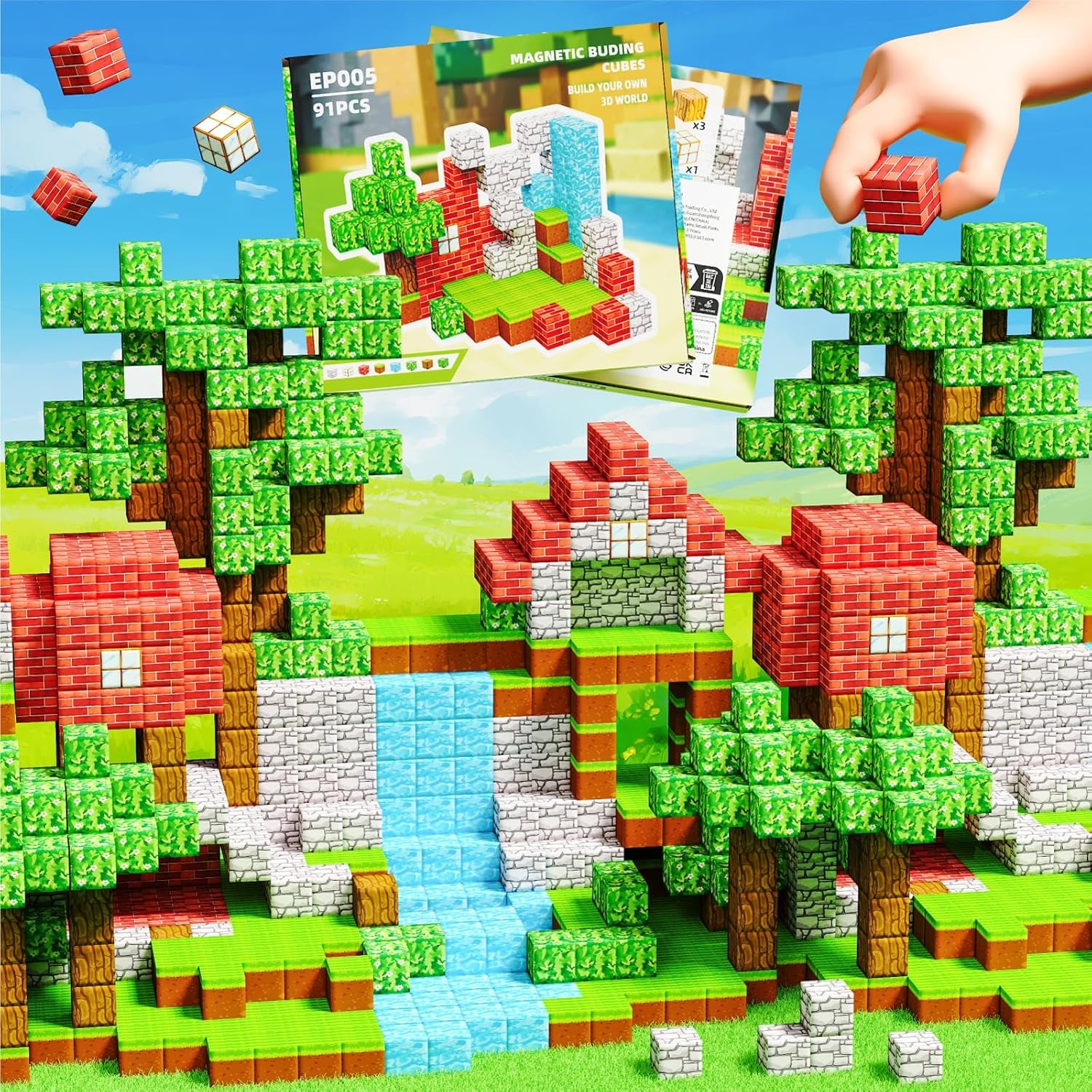Magnetic Blocks, Magnet Blocks Sets,Education and Learning Toys for Kids, Magnetic Tiles Building Blocks for Children, Magnet Cubes for Boys & Girls, 91PCS