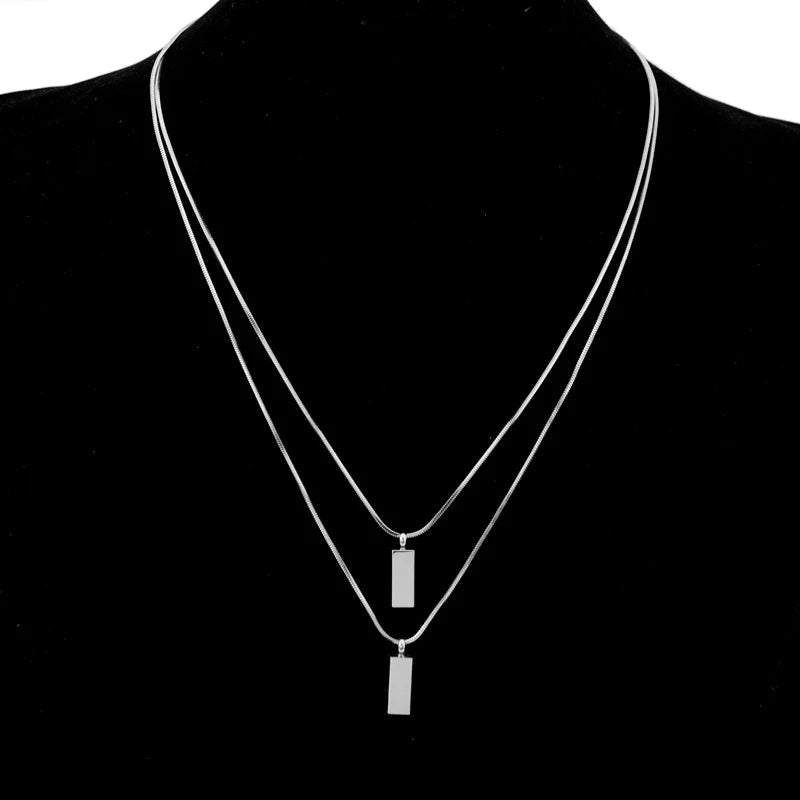 Titanium Steel Small Silver Brick Snake Pendant Gold Brick Snake Bone Chain Unisex Style Exquisite Snake Chain Collarbone Necklace Unique Geometric