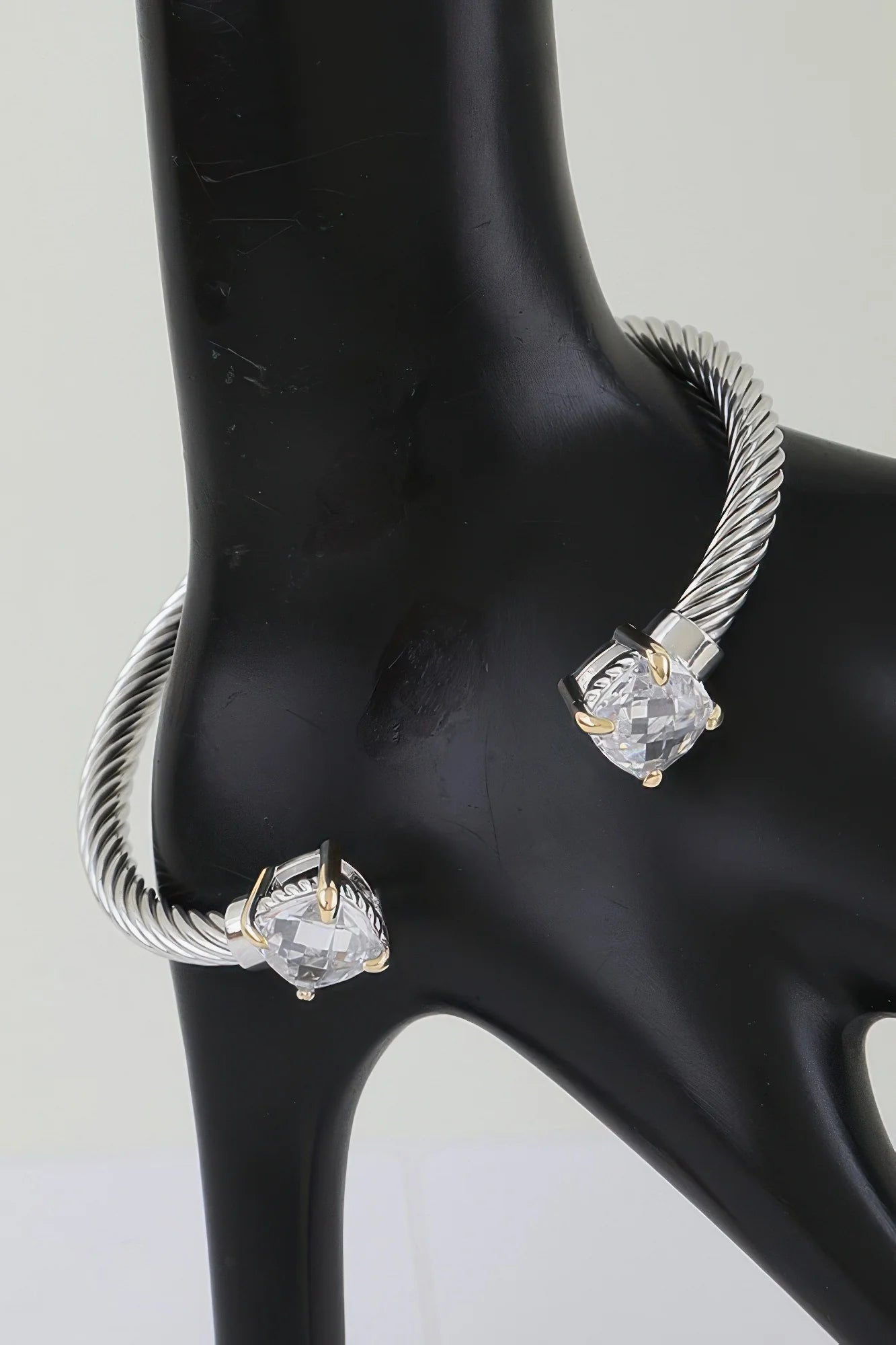 Open Cubic Twisted Cuff Bracelet