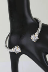 Open Cubic Twisted Cuff Bracelet