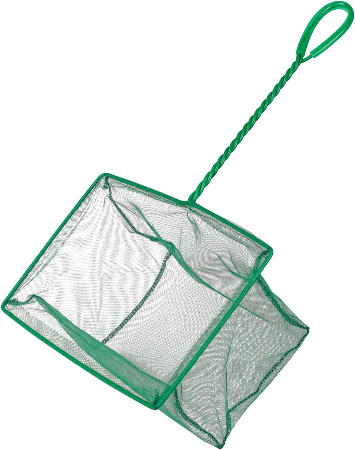 Aquarium Fish Net with Braided Metal Handle Square Net with Soft Fine Mesh Sludge Food Residue Wastes Skimming Cleaning Net for Fish Tanks Small Koi Ponds and Pools