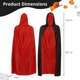Vampire Cloak, Reversible Black & Red Halloween Hooded Cape for Men & Women