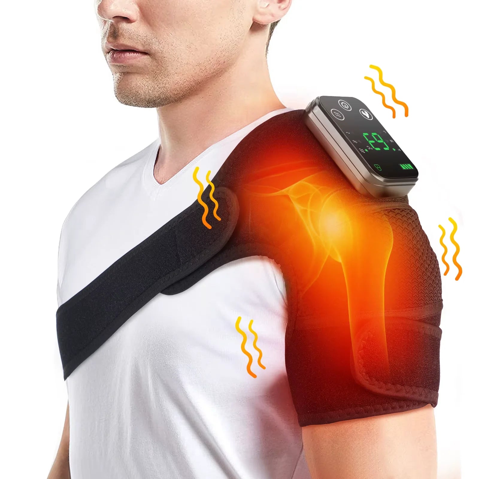 Electric Heated Vibration Knee Massage Physiotherapy Pad 3 in 1 Massager for Shoulder Elbow Hot Compress Pain Relief