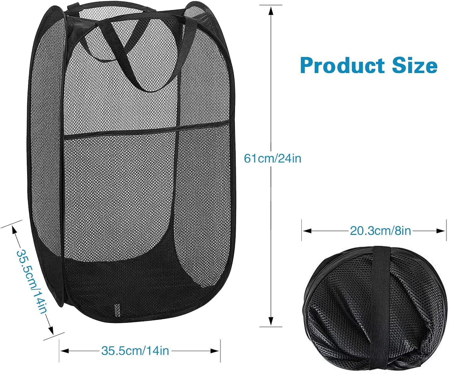 Collapsible Mesh Laundry Hamper – Foldable Pop-Up Basket