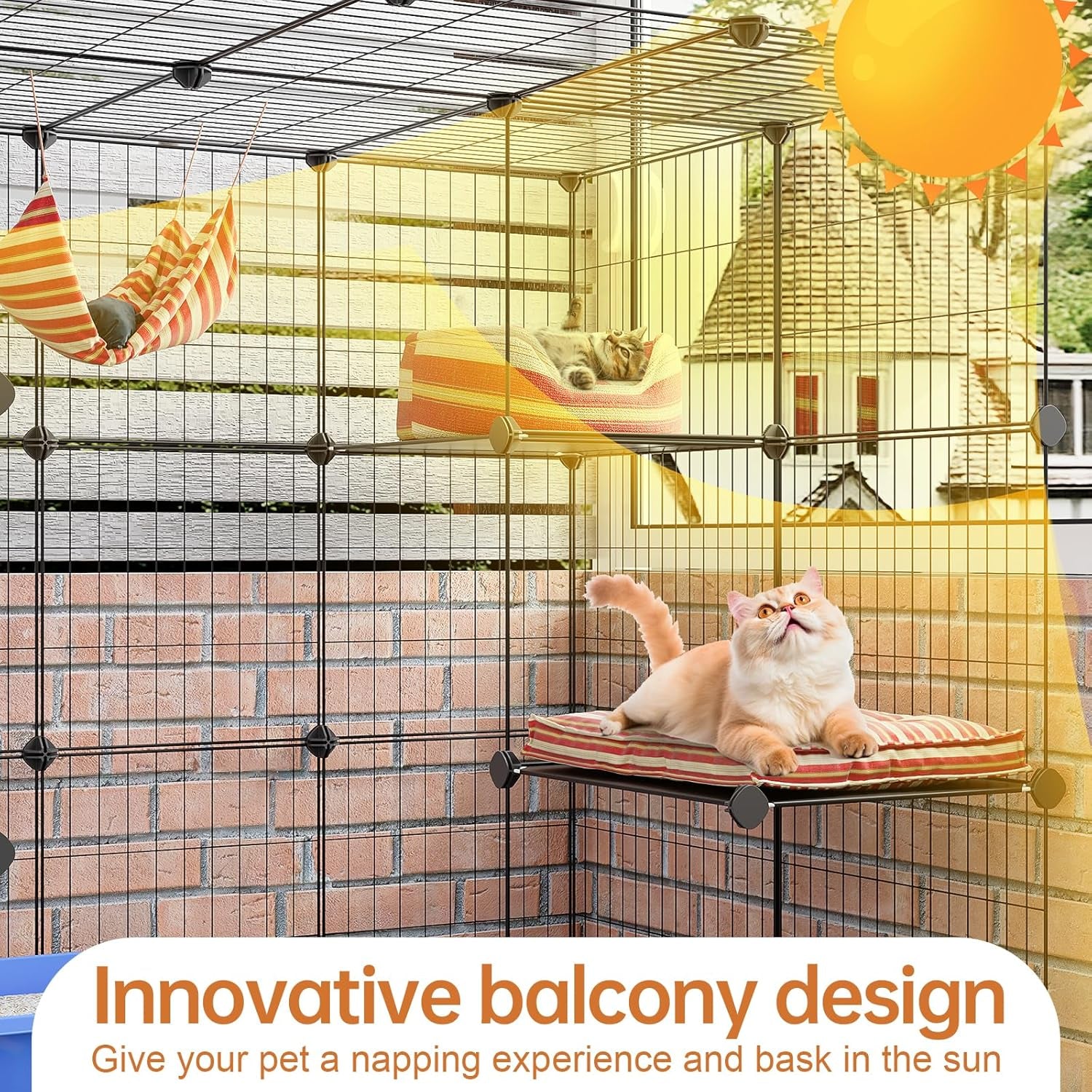 Cat Cages Indoor Enclosure DIY Cat Playpen Catio Detachable Metal Wire Kennels Cats Crate Large Extra Exercise Place Ideal for 1 Cat,35.4 Inches