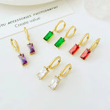 Red CZ Dangle Earrings for Women — 18K Gold Plated, Cubic Zirconia Drop Hoops