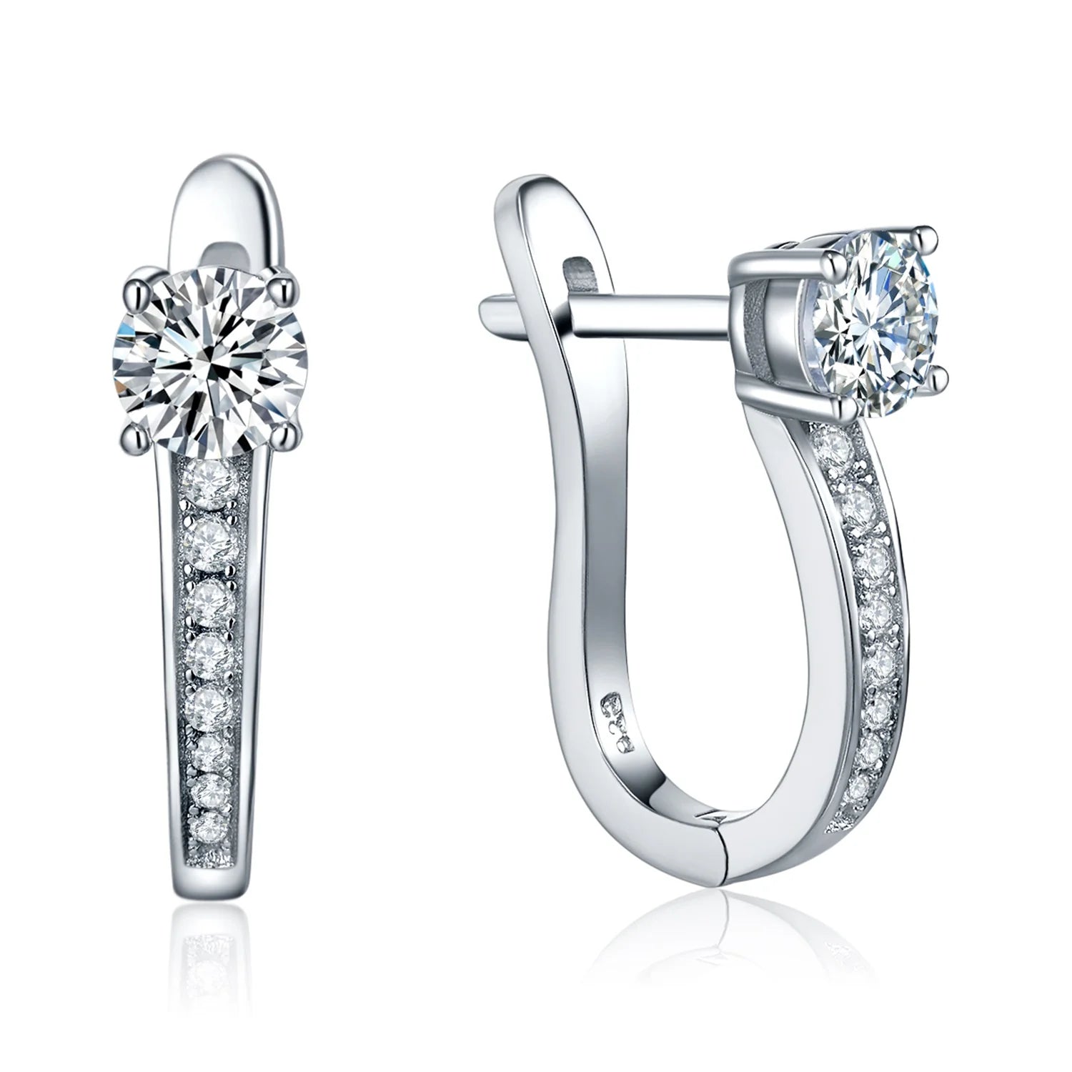 Moissanite Hoop Earrings for Women — 925 Sterling Silver, CZ, Hypoallergenic