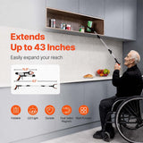 43" Foldable Reacher Grabber with LED Light & Rotating Jaw