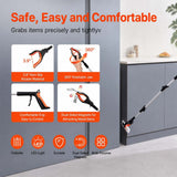 43" Foldable Reacher Grabber with LED Light & Rotating Jaw