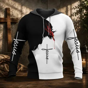 3D Jesus Praying Hands Hoodie – Unisex Christian Graphic Pullover